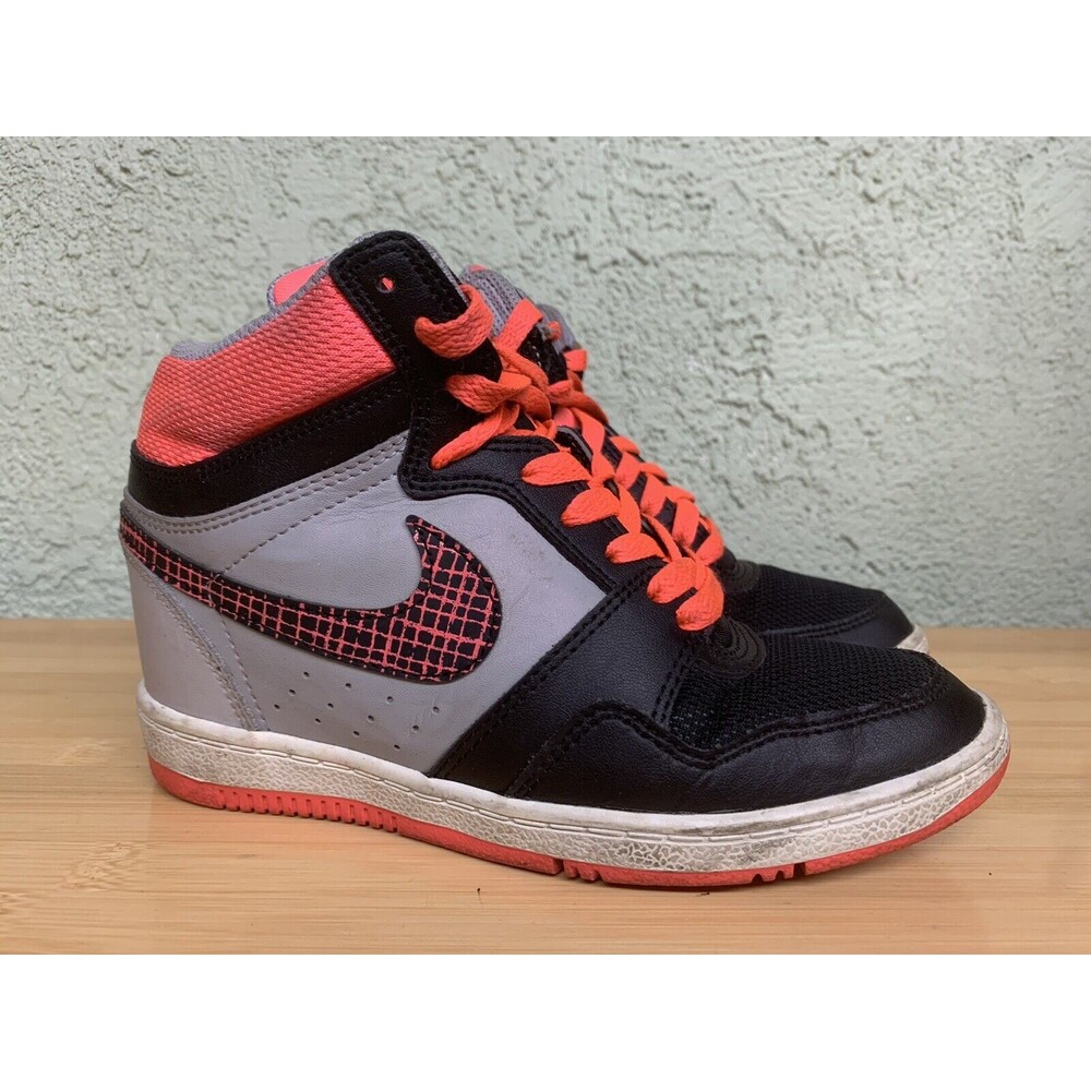 Nike Force Dunk Sky‎ Hi High Hidden Wedge Heel Gray Grey Pink Black Womens Sz 6